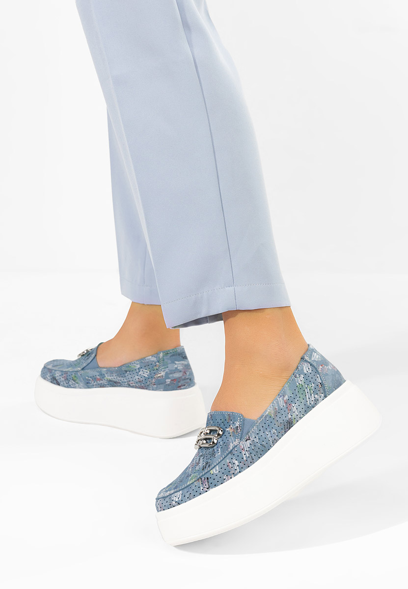 Μοκασίνια γυναικεια δερματινα Brinleya μπλε