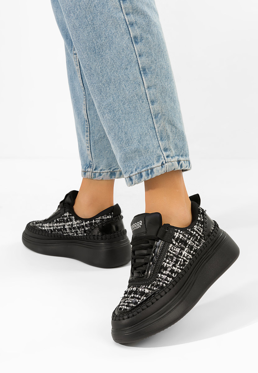 Sneakers γυναικεια δερματινα Elvia μαύρα