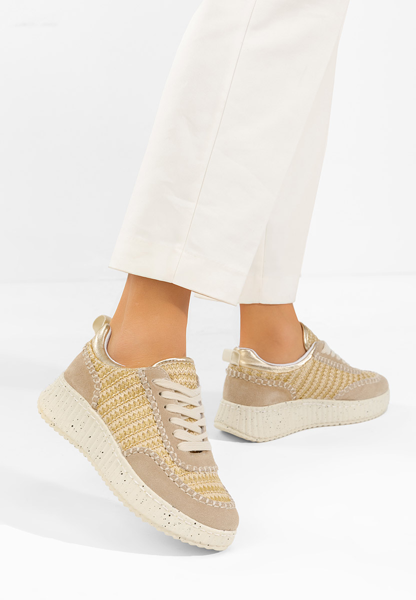 Sneakers γυναικεια δερματινα Aidania V2 μπεζ