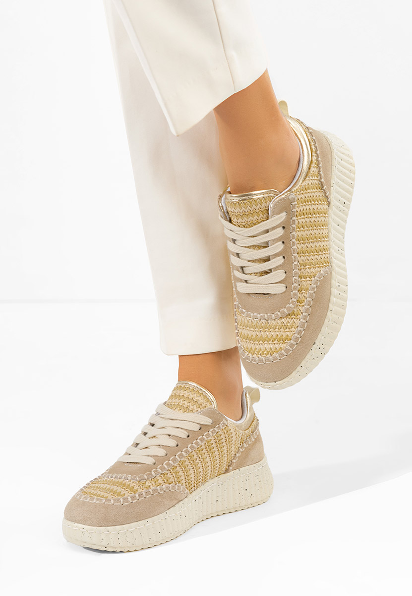 Sneakers γυναικεια δερματινα Aidania V2 μπεζ