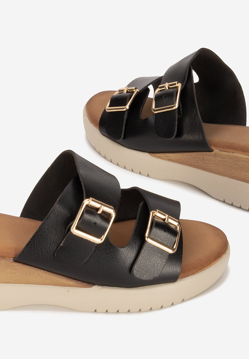 Παντόφλες με πλατφόρμα Hortensia μαύρα