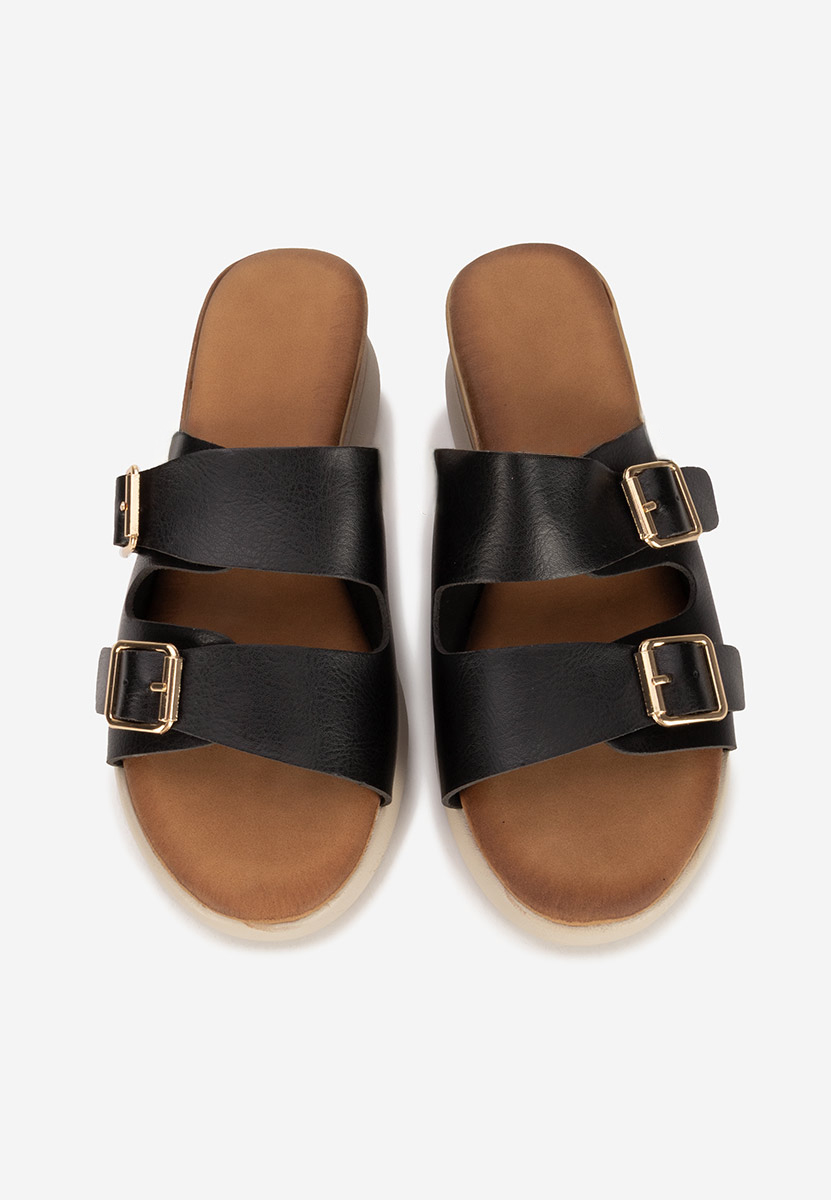 Παντόφλες με πλατφόρμα Hortensia μαύρα