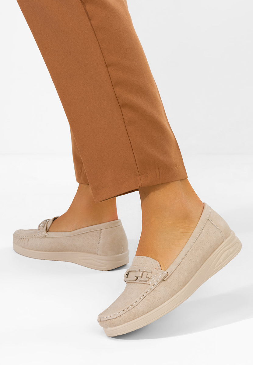 Μοκασίνια γυναικεια Ansleya μπεζ