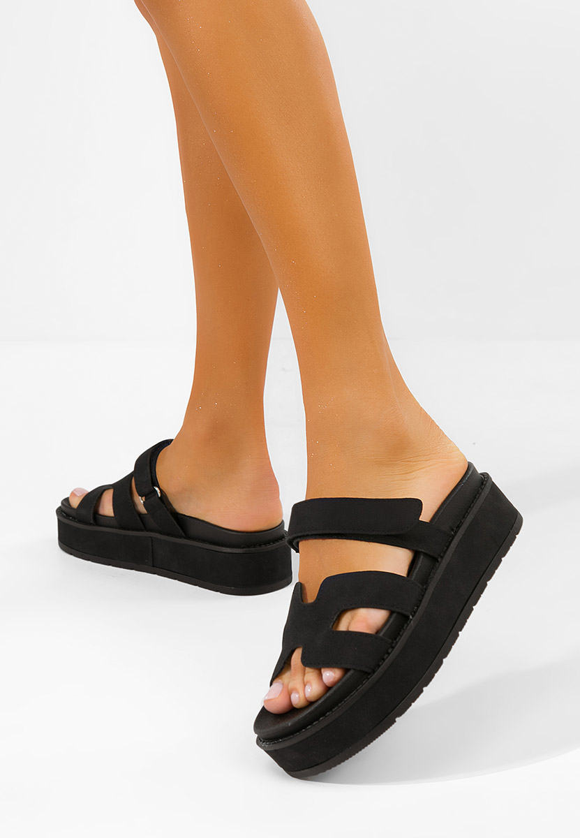 Παντόφλες με πλατφόρμα Versilia μαύρα