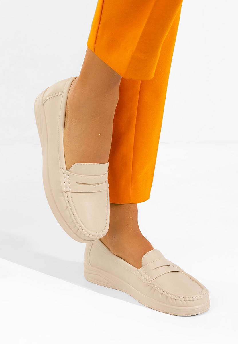 Μοκασίνια γυναικεια Elesya μπεζ