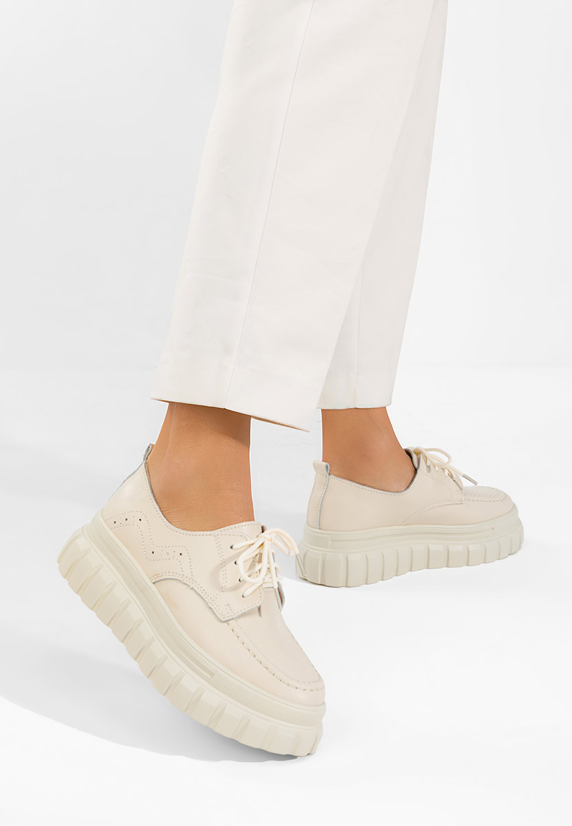 Δερμάτινα μοκασινια γυναικεια Camya μπεζ