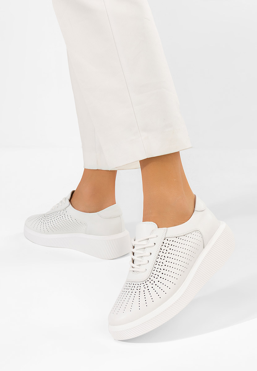Sneakers γυναικεια δερματινα Oleiana λευκά