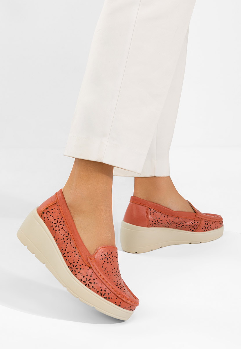 Μοκασίνια γυναικεια δερματινα Ysaia Πορτοκαλι