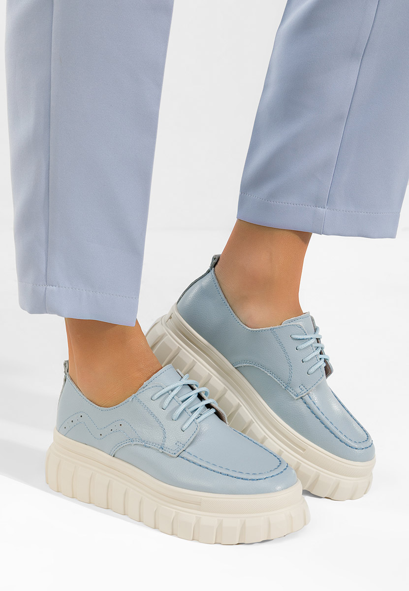 Δερμάτινα μοκασινια γυναικεια Camya μπλε