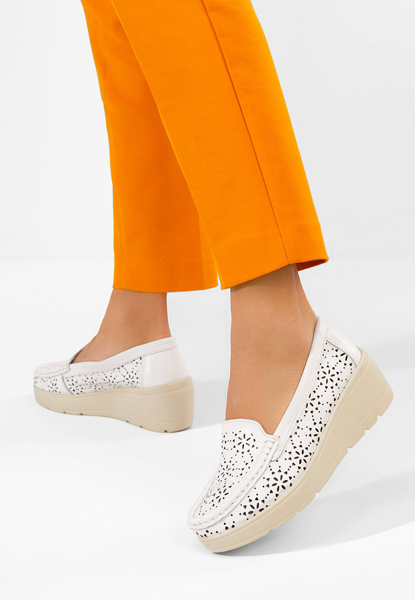 Μοκασίνια γυναικεια δερματινα Ysaia λευκά