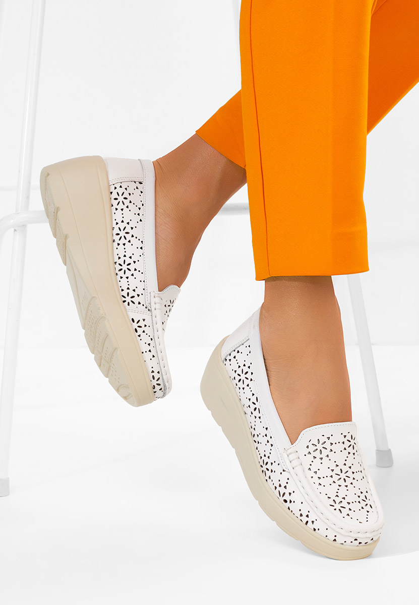 Μοκασίνια γυναικεια δερματινα Ysaia λευκά