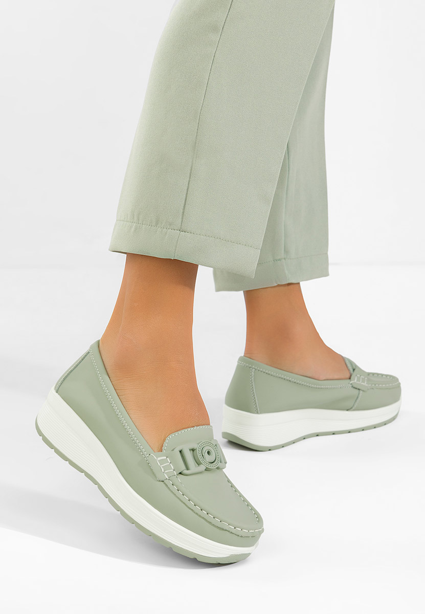 Δερμάτινα μοκασινια γυναικεια Gabielia πρασινο
