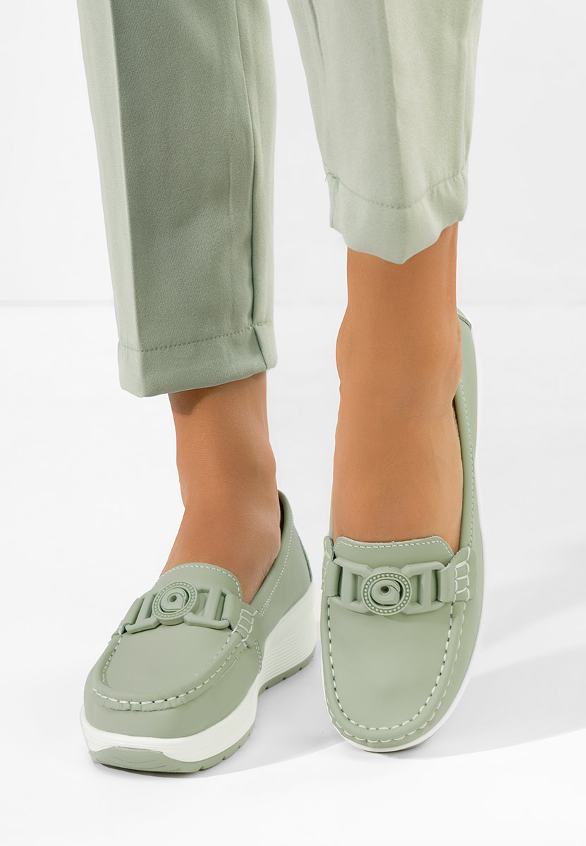 Δερμάτινα μοκασινια γυναικεια Gabielia πρασινο