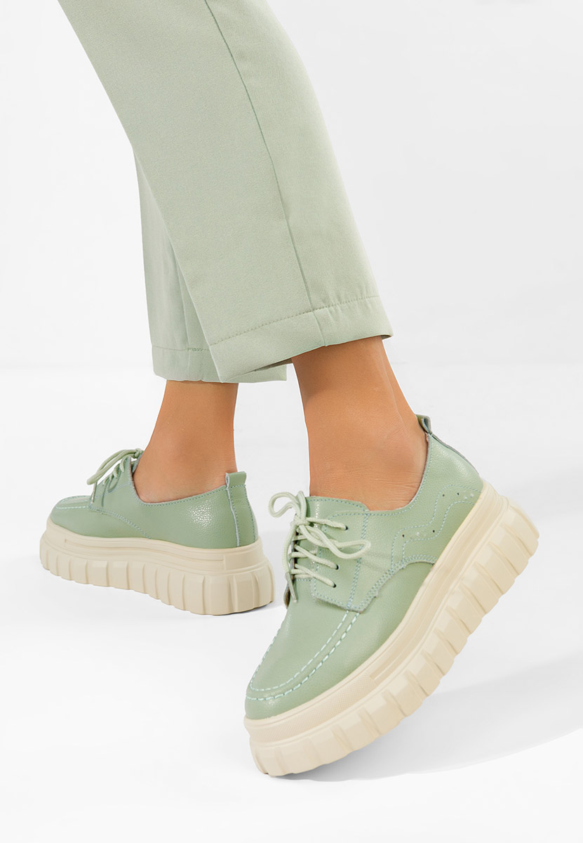 Δερμάτινα μοκασινια γυναικεια Camya πρασινο