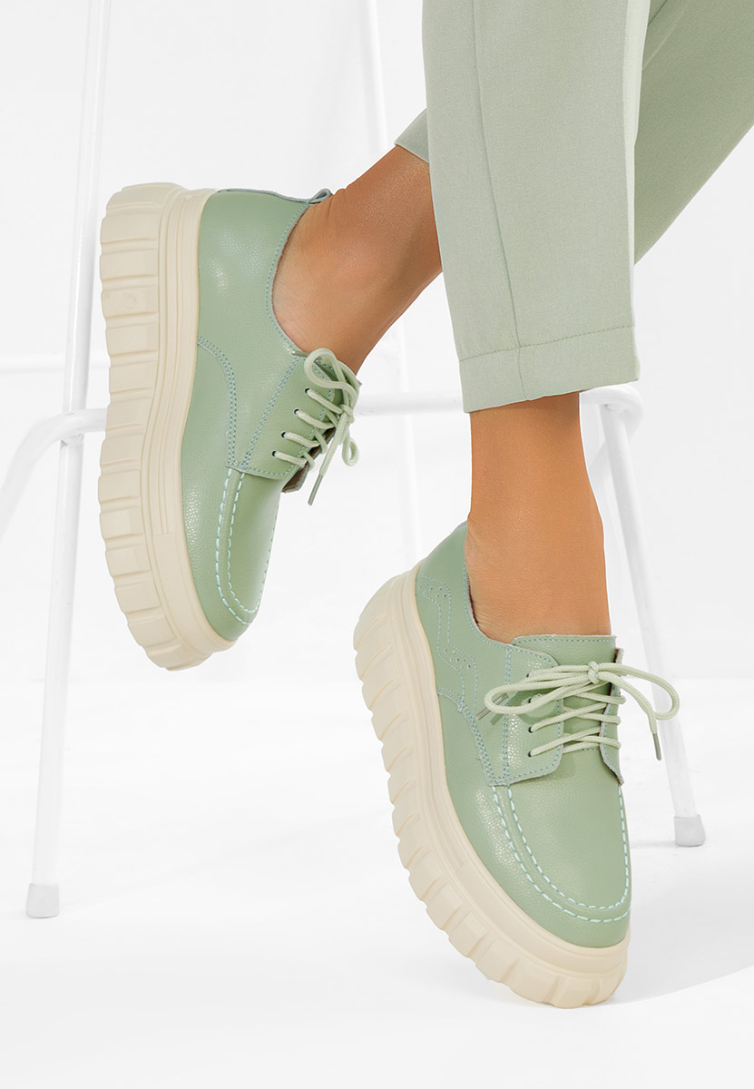 Δερμάτινα μοκασινια γυναικεια Camya πρασινο