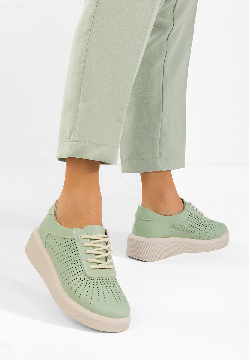 Sneakers γυναικεια δερματινα Oleiana πρασινο