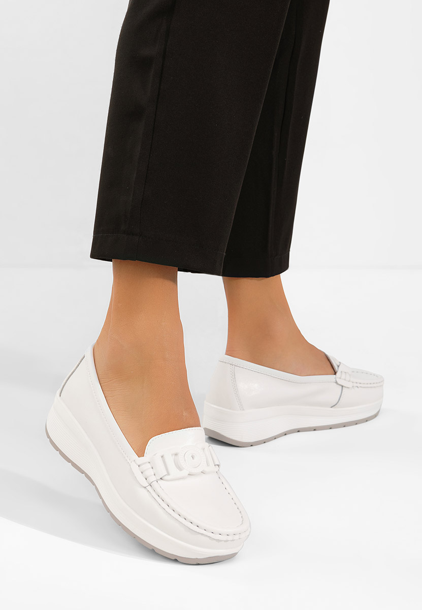 Δερμάτινα μοκασινια γυναικεια Gabielia λευκά