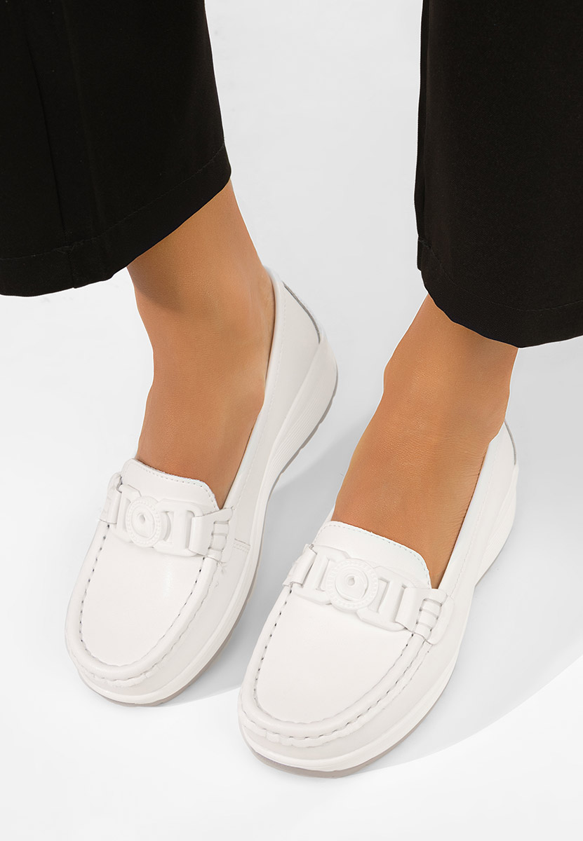 Δερμάτινα μοκασινια γυναικεια Gabielia λευκά