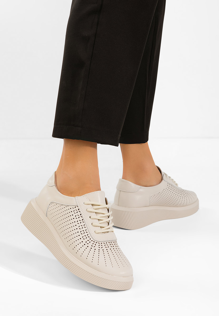 Sneakers γυναικεια δερματινα Oleiana μπεζ
