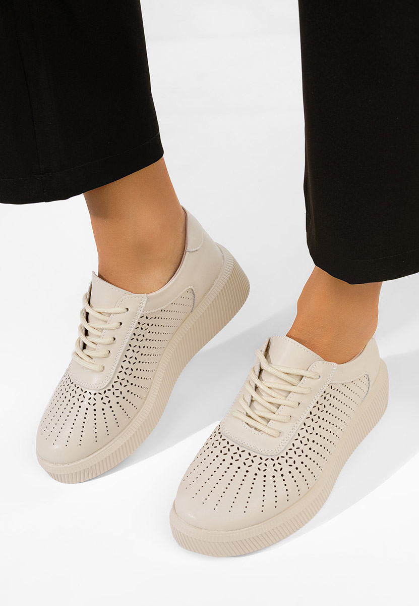 Sneakers γυναικεια δερματινα Oleiana μπεζ