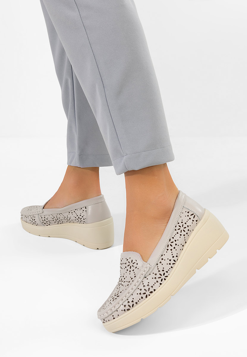 Μοκασίνια γυναικεια δερματινα Ysaia γκρι