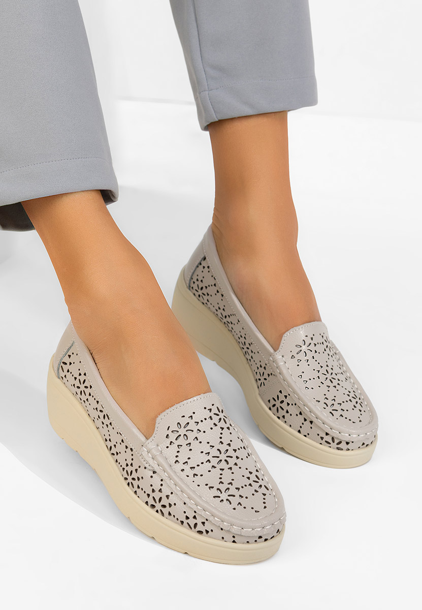 Μοκασίνια γυναικεια δερματινα Ysaia γκρι