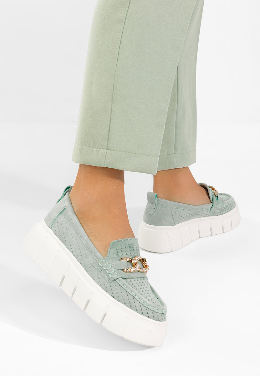 Μοκασίνια γυναικεια δερματινα Tryna πρασινο