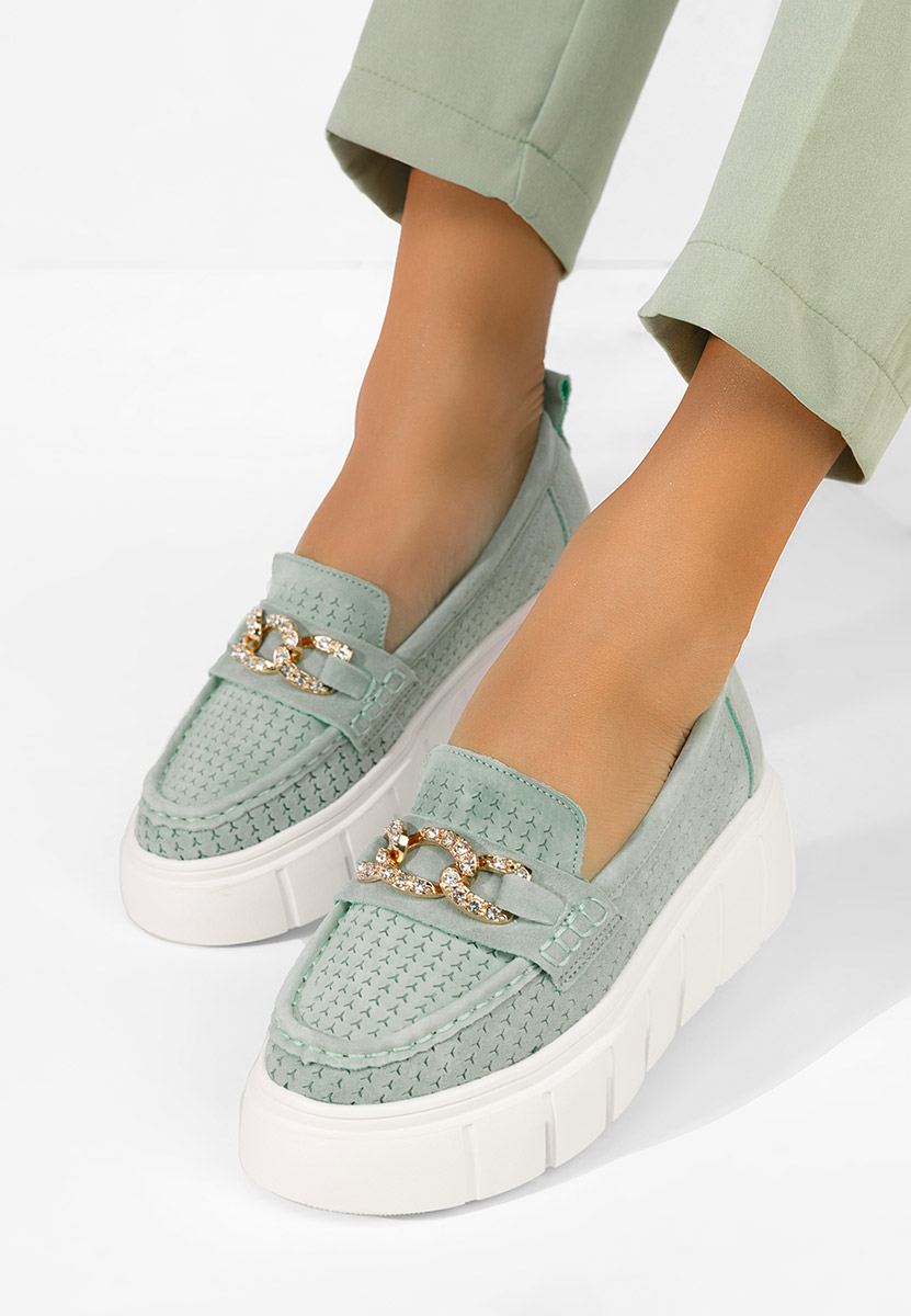 Μοκασίνια γυναικεια δερματινα Tryna πρασινο