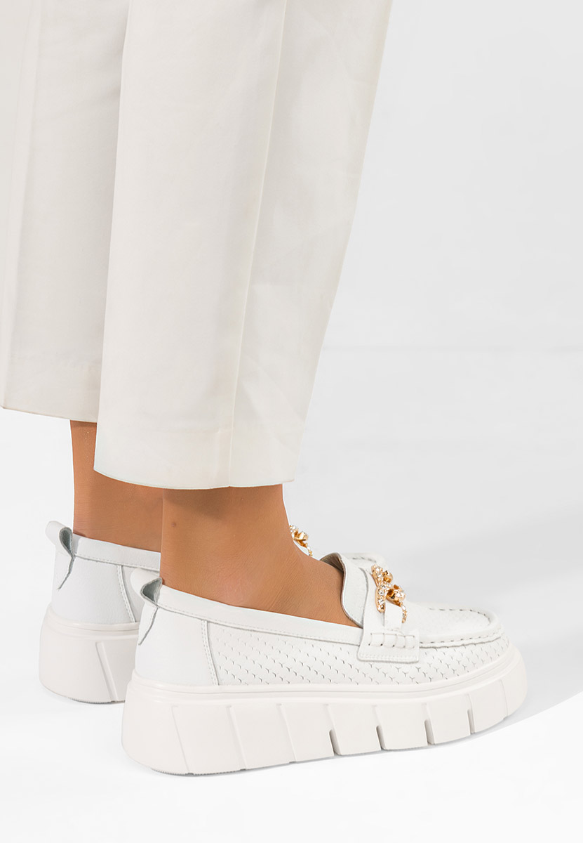 Μοκασίνια γυναικεια δερματινα Tryna λευκά