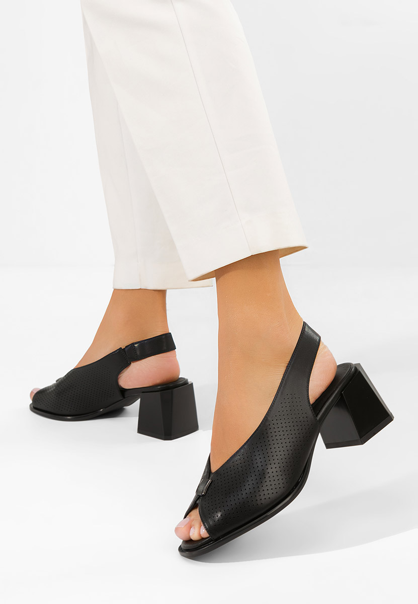 Πέδιλα με χοντρο τακουνι Heliena Μαύρα