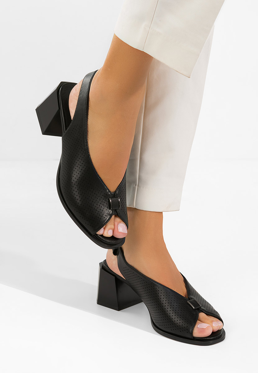 Πέδιλα με χοντρο τακουνι Heliena Μαύρα