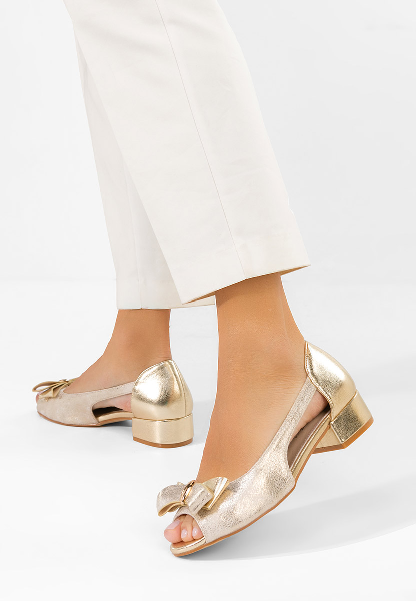 Πεδιλα με χαμηλο τακουνι Anevia χρυσα