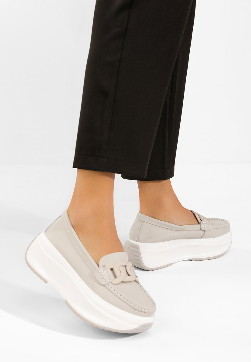 Μοκασίνια γυναικεια δερματινα Mivea μπεζ