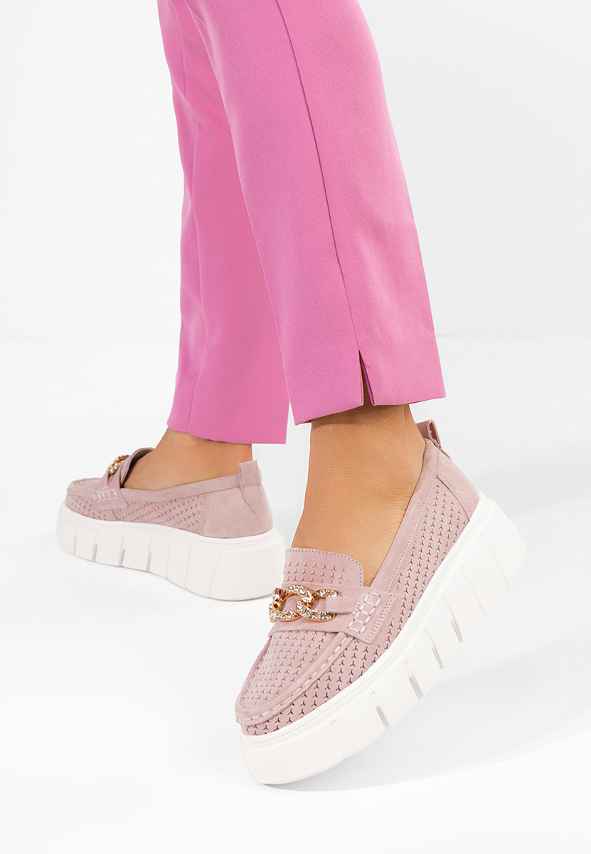 Μοκασίνια γυναικεια δερματινα Tryna ροζ