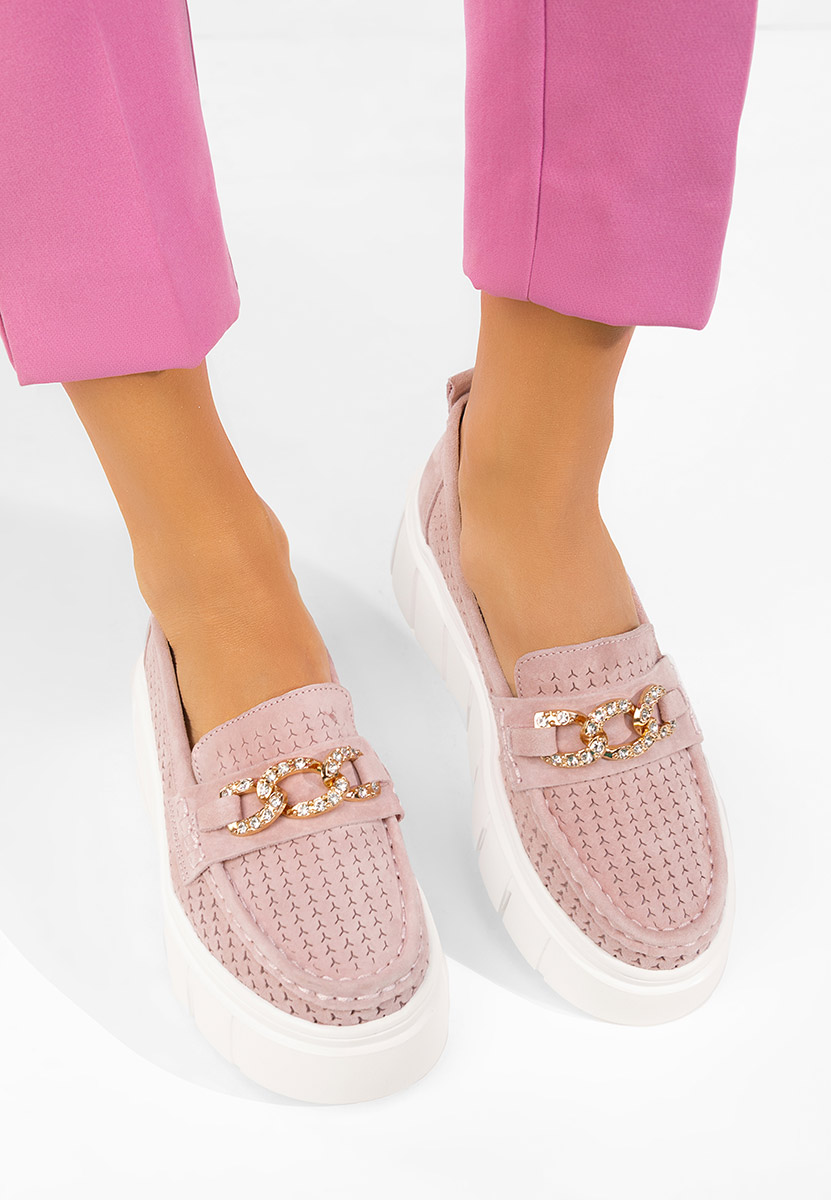 Μοκασίνια γυναικεια δερματινα Tryna ροζ