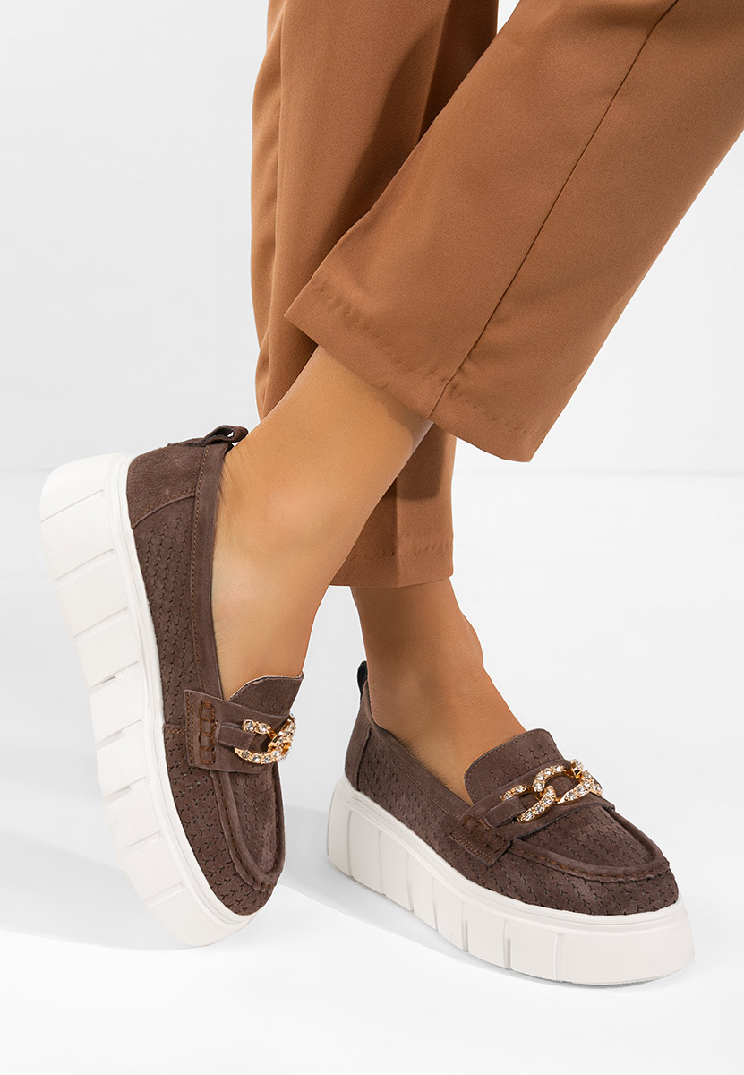 Μοκασίνια γυναικεια δερματινα Tryna καφε