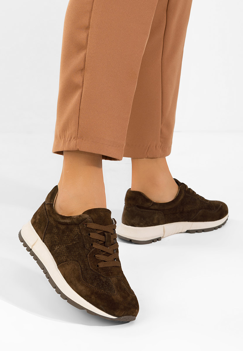 Sneakers γυναικεια δερματινα Alanea καφε