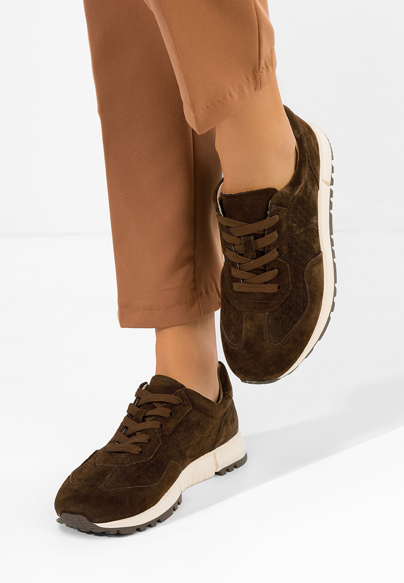 Sneakers γυναικεια δερματινα Alanea καφε