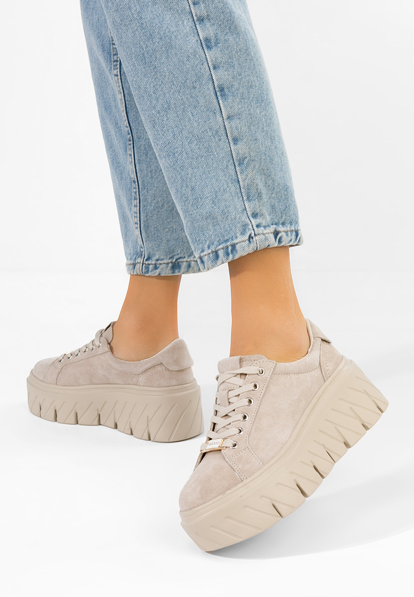 Sneakers γυναικεια δερματινα Nabashia μπεζ