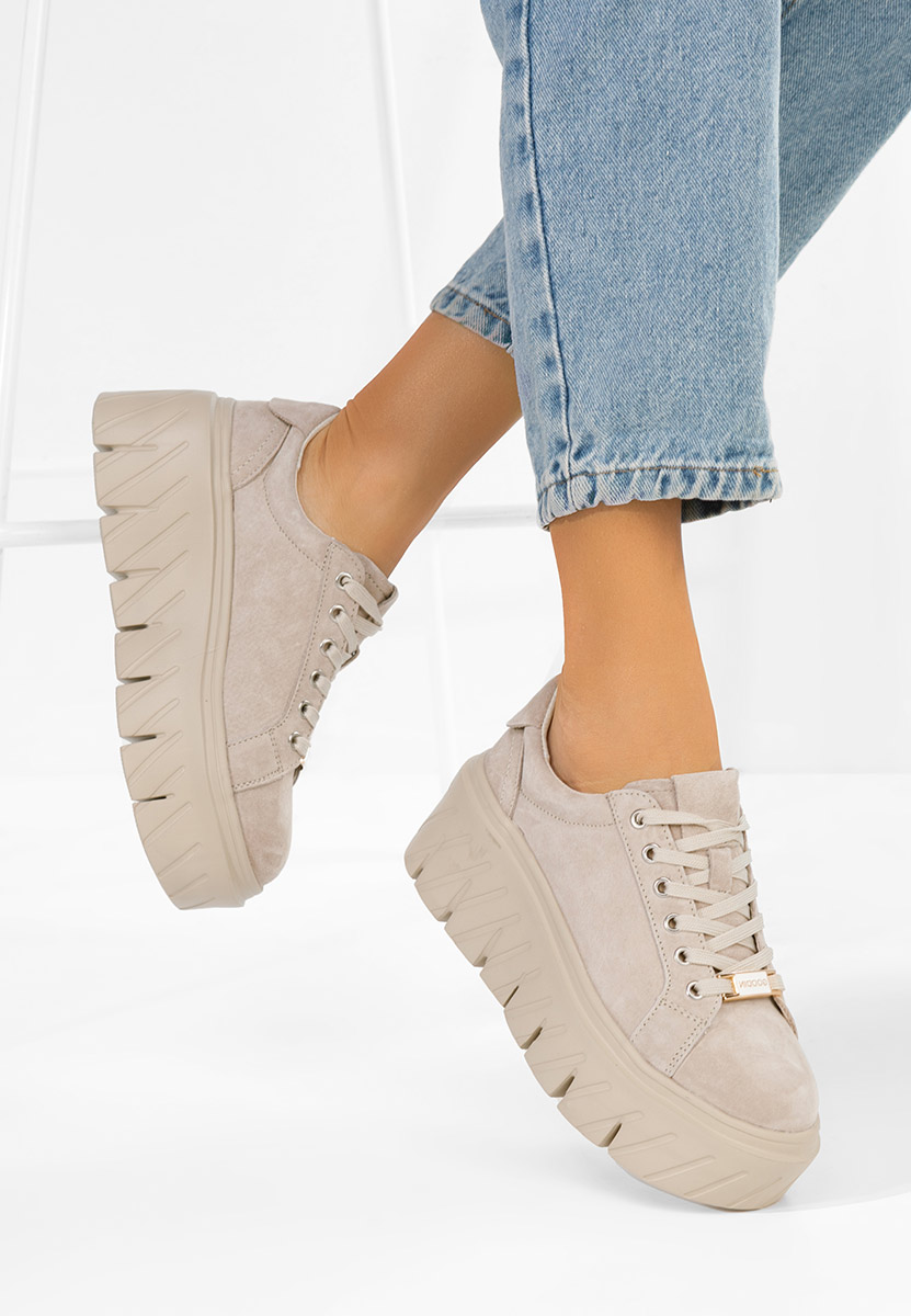 Sneakers γυναικεια δερματινα Nabashia μπεζ