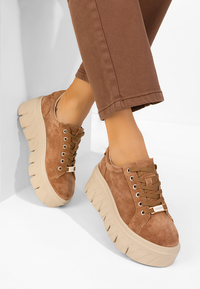 Sneakers γυναικεια δερματινα Nabashia καφε