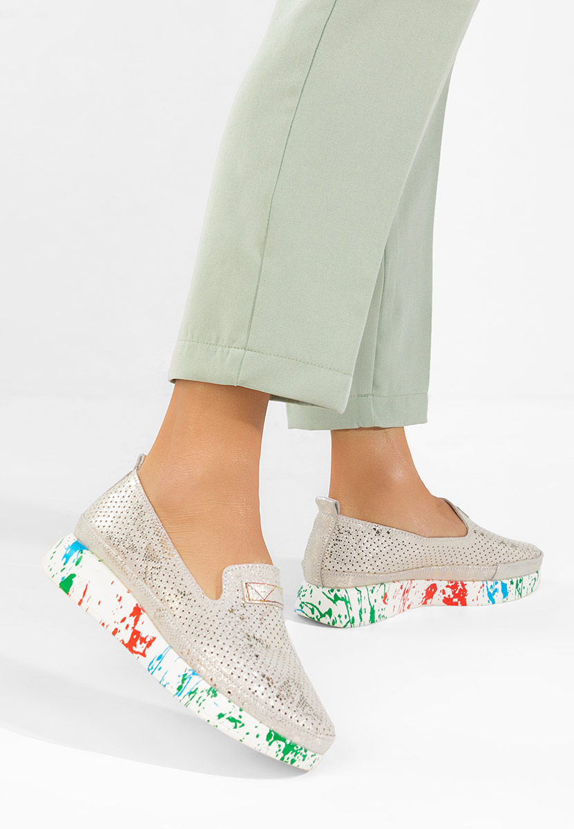 Μοκασίνια γυναικεια δερματινα Raffelia γκρι