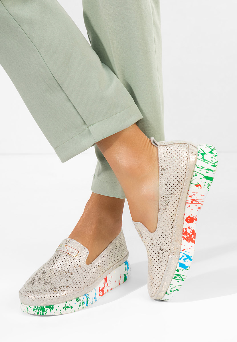 Μοκασίνια γυναικεια δερματινα Raffelia γκρι