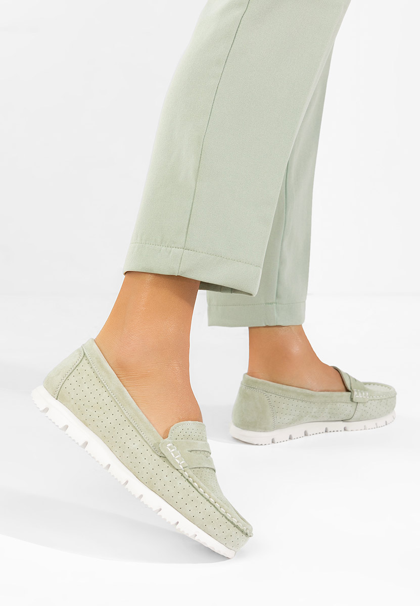 Μοκασίνια γυναικεια δερματινα Valerimia πρασινο