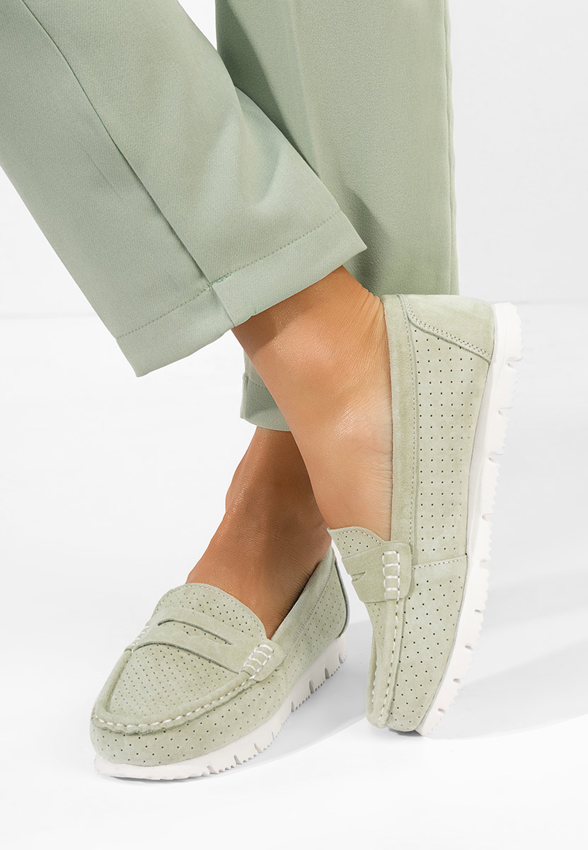 Μοκασίνια γυναικεια δερματινα Valerimia πρασινο