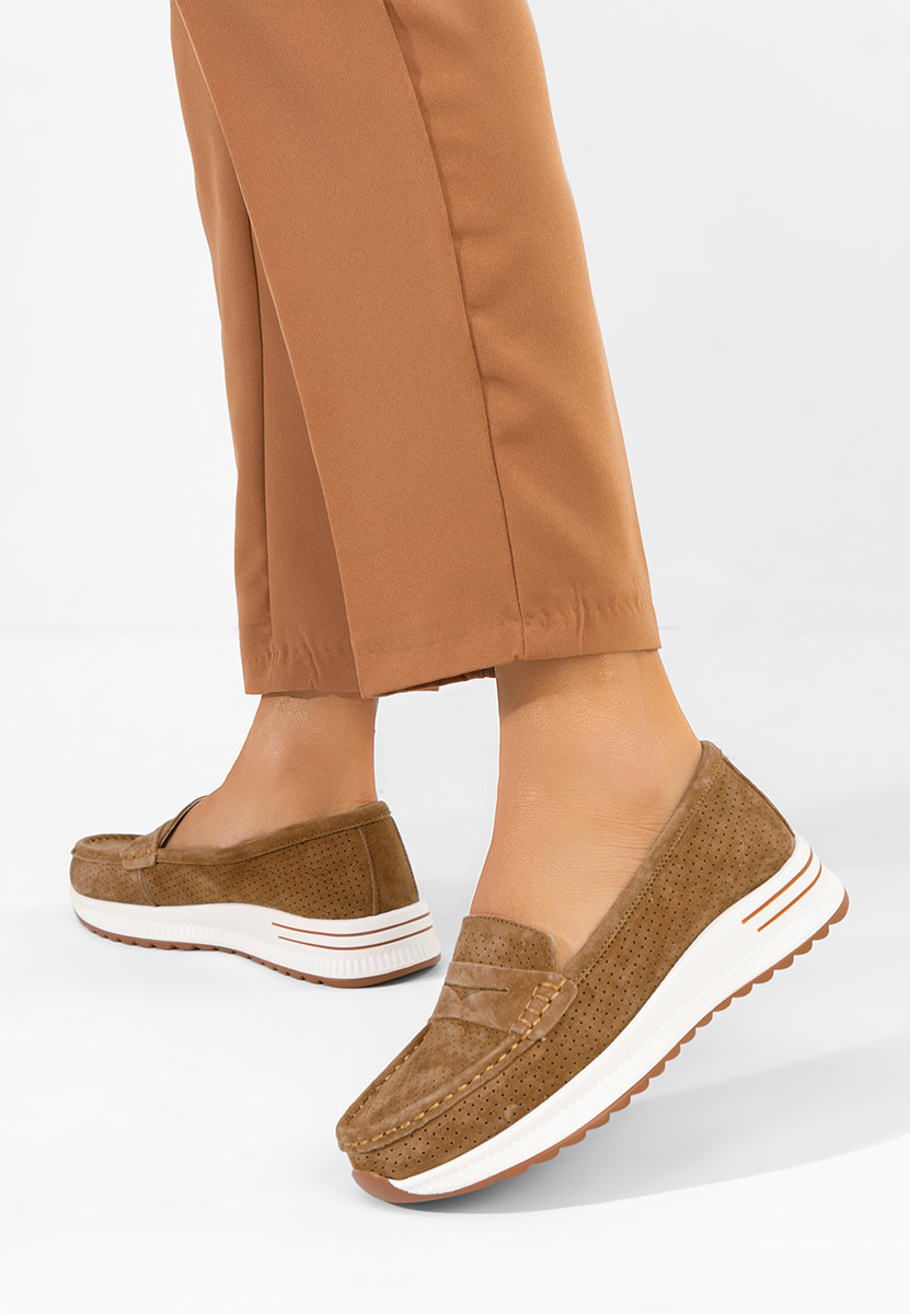 Μοκασίνια γυναικεια δερματινα Seliona καφε