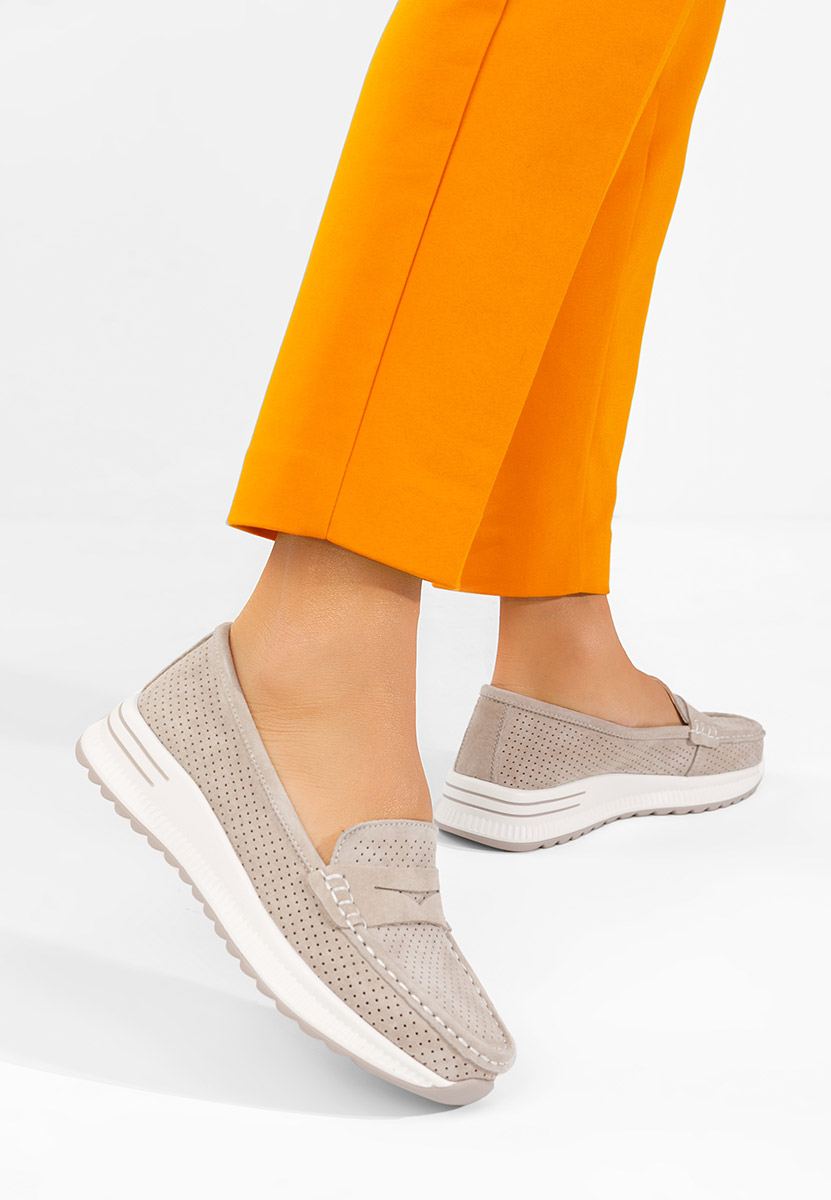 Μοκασίνια γυναικεια δερματινα Seliona μπεζ