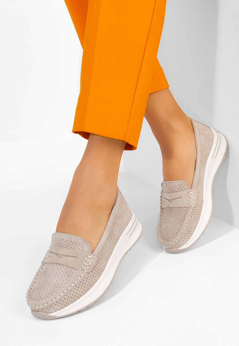 Μοκασίνια γυναικεια δερματινα Seliona μπεζ