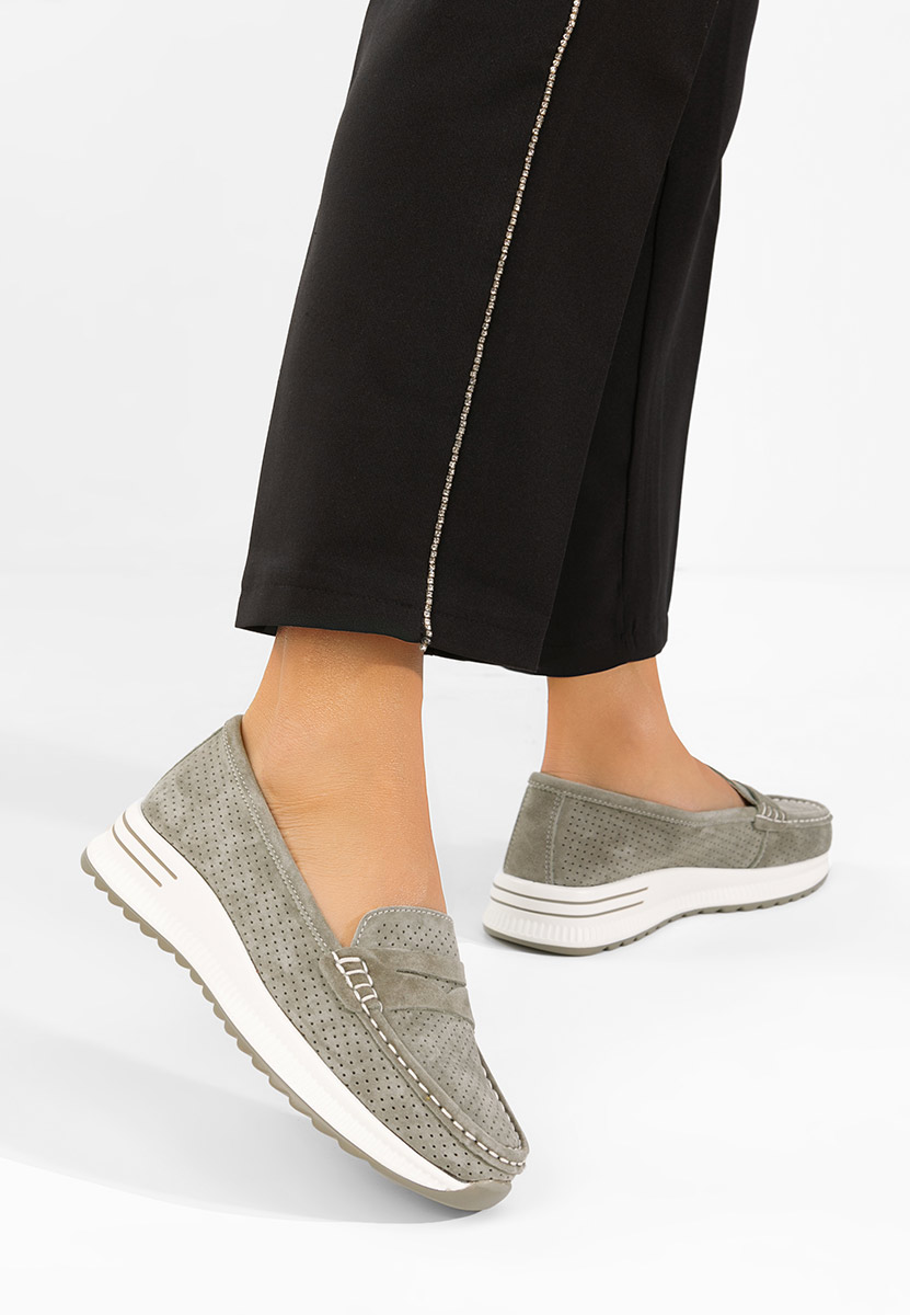 Μοκασίνια γυναικεια δερματινα Seliona πρασινο