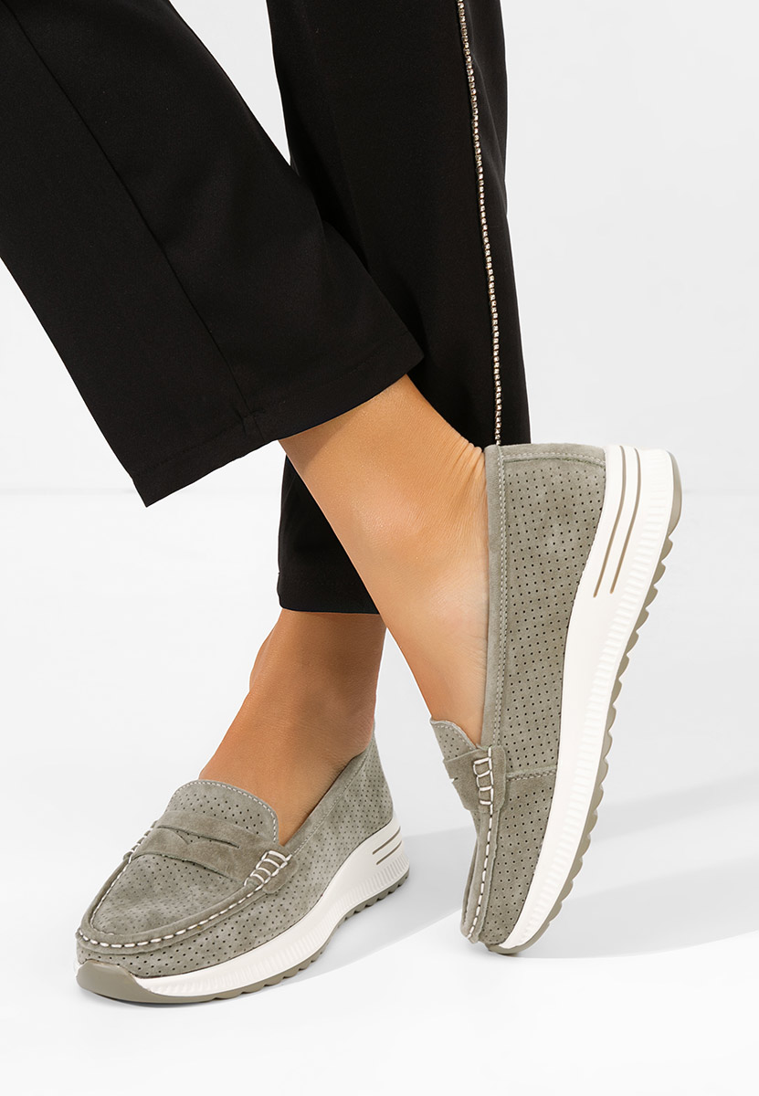 Μοκασίνια γυναικεια δερματινα Seliona πρασινο